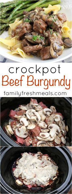 this crockpot beef burgund is an easy and delicious dinner