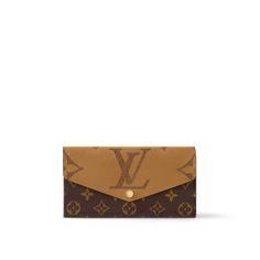 LOUIS VUITTON® - Sarah Wallet - Monogram Reverse Luxury Brown Wallets With Logo, Giant Canvas, Louis Vuitton Sarah Wallet, Louis Vuitton Official Website, Luxury Wallet, Louis Vuitton Official, Press Studs, Small Leather Goods, Long Wallet