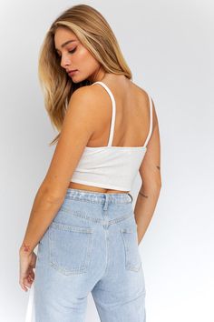 Knit cropped front twist cami top Made in the USA Fitted Cropped Top With Twist Front, Spring Cropped Twist Front Crop Top, Spring Cropped Twist Front Tops, Fitted Twist Front Crop Top, Spring Twist Front Cropped Top, Knit Crop, Cami Top, Cami Tops, Made In The Usa