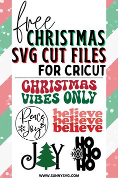 the christmas svg cut files for cricut are available in three different font styles