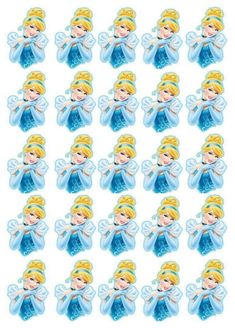 a bunch of stickers with snow princesses on them, all in different shapes and sizes