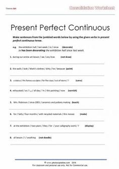 the present perfect continuous tense worksheet