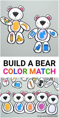 a bear color match is shown with the words build a bear on it and an image of