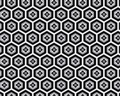 black and white hexagonal pattern with an intricate design on the bottom right corner