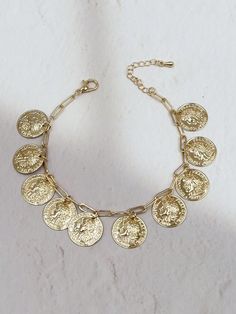 1pc Vintage Coin & Oval Chain Bracelet For Women, Suitable For Festivals Gold    Iron     Women Fashion Jewelry, size features are:Bust: ,Length: ,Sleeve Length: Chain Bracelet For Women, Iron Woman, Women Chain, Chain Bracelets, Watches Women Fashion, Synthetic Lace Front Wigs, Metal Flowers, Bracelet For Women, Ear Studs