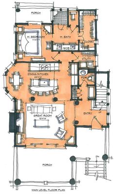 an architectural drawing of a house with floor plans