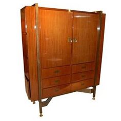 an armoire with two doors and three drawers