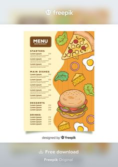 a menu for a fast food restaurant