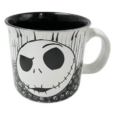 PRICES MAY VARY. CAMPER MUG: Our camper-style coffee mug holds 20-ounces of your favorite beverage and features the Pumpkin King Jack Skellington's face with a backdrop of bones comprised of his own facial expressions and even his loyal ghost dog Zero MULTIPLE USES: Not just for coffee, our novelty camper-style coffee mug can also be used as a paperweight, storage for pens or loose change, Halloween candy, or even mug cakes! DURABLE AND STURDY: Our camper-style novelty ceramic coffee mug is perf Nightmare Before Christmas Mug, Jack Skellington Faces, Jack The Pumpkin King, Christmas Skull, Disney Nightmare Before Christmas, Ghost Dog, Nightmare Before Christmas Jack, Jack And Sally, Cool Mugs