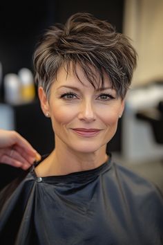 Dark Brown Pixie Haircut, Dark Pixie Cut, Wavy Pixie Haircut, Fine Hair Pixie Cut, Messy Pixie Haircut, Brown Tips