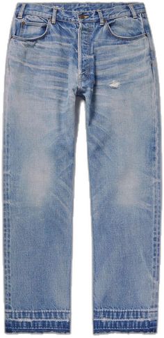 Cotton Jeans With Button Closure In Washed Blue, Classic Blue Distressed Jeans, Classic Distressed Cotton Jeans, Skate Style, Jeans For Men, Light Blue Denim, Mr Porter, Distressed Jeans, Straight Jeans