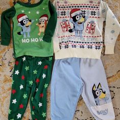 1 Bluey Christmas Outfit With Sweatpants And Sweater 18 Months And 1 Set Bluey Christmas Pajamas 18 Months. Outfit Worn Once Pajamas Are Nwot. Outfit With Sweatpants, Bluey Stuff, Sweatpants And Sweater, Kids Pjs, The Wiggles, Kids Shows, Christmas Pajamas, Christmas Wishlist, Baby Boy Outfits