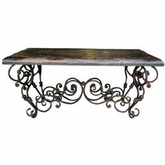 Casa Bonita Peruvian Hand-Painted Carved Wood and Hand Forged Iron Santander Coffee Table Hacienda Style Living Room, Spanish Hacienda Style Homes, Spanish Hacienda, Hacienda Style Homes, Iron Coffee Table, Inexpensive Furniture, Hacienda Style, Old World Style, Hand Forged Iron