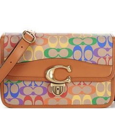 Coach, Medium Size, Multicolors, Leather, Push Lock Closure Brand New With Tag Track Crossbody In Colorblock Signature Canvas With Coach, Coach Multicolor Rectangular Bag, Multicolor Rectangular Coach Shoulder Bag, Multicolor Rectangular Coach Bags, Coach Multicolor Bag With Detachable Strap, Multicolor Coach Crossbody Bag, Coach Multicolor Clutch Bag, Coach Multicolor Top Handle Shoulder Bag, Multicolor Coach Top Handle Shoulder Bag