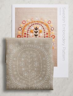 two handmade greeting cards with embroidered designs on them