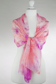 Pink purple white silk scarf, hand dyed pure silk scarf, women silk scarf, gift for her, handmade scarf, Ticik-art design This scarf is a unique product, original and timeless which you can wear daily or at special occasions, very light and soft, a special gift for you. DETAILS:  - 100 % pure silk (ponge05) - Dimension 180 x 45 cm (71 x 18 inches) - High quality French colours - Hand rolled edges SPECIAL PLUS: This scarf is sent in a present/gift box with a beautiful card including care advice. Purple Silk Scarf, White Silk Scarf, Abstract Scarf, Pink Silk Scarf, Hand Dyed Scarves, Hand Dyed Silk Scarf, Handmade Photo Frames, Violet Rose, Light Silk