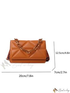 Bird in Bag - Square Decorative Chain Flap Party Brown Shoulder Bag With Chain, Brown Chain Shoulder Bag For Party, Trendy Bags With Adjustable Chain, Trendy Rectangular Bag With Adjustable Chain, Bird In Bag, Bag Bag, Square Bag, Top Handle, Pu Leather