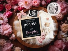 Girl Pregnancy Announcement Spanish, Anuncio de Embarazo, boho Girl Baby Reveal Social Media, Un Pajarito me dijo que una princesa #1137