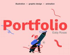 an illustration of a person holding a giant pencil with the word portfolio written on it