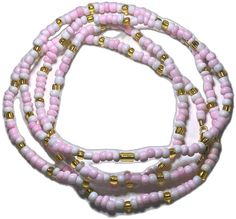 Pink Spacer Beads For Crafting, Adjustable Pink Waist Beads With Spacer Beads, Adjustable Beaded White Craft Supplies, Gold Waist Beads, Belly Beads, Belly Jewelry, Waist Beads, Belly Chain, Sales Gifts