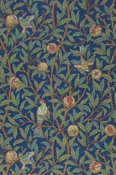 Wallpaper Jakobine azure blue | Wallpaper from the 70s English Country Manor, Classic Dining Room, Classic Wallpaper, Painter And Decorator, Blue Sage, Country Style Kitchen, Pre Raphaelite, Botanical Wallpaper, Azure Blue