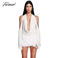 Tavimart Chiffon Tie Mini Dress For Women Summer Cardigan Open Back Vestido Mulheres Culb Sexy V Dresses Ladies, Summer Cardigan, Mini Dresses For Women, Solid Dress, Dress For Women, Open Back, 1 Inch, Chiffon, Mini Dress