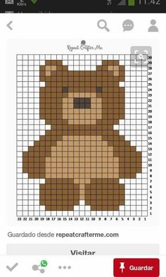 a cross stitch pattern with a teddy bear on it's chest and the words, `