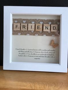 Scrabble Letter Crafts, Scrabble Tile Art, Scrabble Tile Crafts, Scrabble Crafts, Scrabble Frame, Picture Frame Crafts, Scrabble Art, Handmade Gifts For Friends, Diy Shadow Box