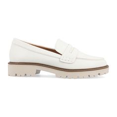 Look and feel your best in a sleek yet comfortable style. The Kenly penny loafer by Journee features a 4 mm tru comfort foam footbed, soft vegan leather, and notches at the topline that make your every step feel like you're walking on clouds. A chic croc textured accent at the vamp adds to the classic styling, and a white chunky block heel adds a contemporary twist. At Journee, our flat styles will have you looking just as professional as the boss at work to having the cutest shoes when you go … Winter Loafers, Cutest Shoes, On Clouds, Walking On Clouds, Comfortable Style, Chunky Block Heels, Penny Loafer, Shoes Loafers, Journee Collection