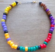 A brightly coloured Necklace / Choker made with chunky beads! Yellow Kawaii, Halloween Autumn, Kawaii Halloween, Chunky Beads, Necklace Choker, Colourful Necklace, Red Brown, Halloween Shopping, Choker