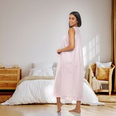 Step into a world of timeless elegance with the Alexander Del Rossa Women's Victorian Nightgown. This sleeveless, button-up gown is a perfect blend of comfort and vintage charm, crafted from 100% cotton poplin that is both soft and breathable, ensuring a good night's sleep.

- Material: 100% Cotton Poplin
- Color: White Floral on Mauve
- Size: Large
- Gender: Female
- Age Group: Adult
- Features: Sleeveless, Button-Up Front with 8 Pearl Shell Buttons, Lace Trim, Pintucks, Deep Pockets, Ruffled C Feminine Sleeveless Sleepwear For Night, Feminine Sleeveless Bedtime Dress, Feminine Sleeveless Dress For Sleepover, Feminine Sleeveless Sleepwear, Feminine Sleeveless Sleepwear For Bedtime, Sleeveless Cotton Night Dress, Vintage Night Dress, Bedtime Outfit, Victorian Nightgown