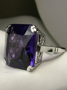 top view of large square purple amethyst gem in crisscross basket-weave filigree art deco styled ring Mystic Fire Topaz, Grape Color, Stock Design, Basket Pattern, Purple Amethyst Ring, Amethyst Gem, Sterling Silver Filigree, Filigree Ring, Square Cut