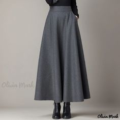 Olivia Mark - Womens Plaid A-line Midi Skirt with High Waist and Flowy Hemline Clothing Designs, Deep Gray, Wool Skirt, Skirt Skirt, Color Fabric, Womens Plaid, Olivia Mark, Leisure Wear, A Line Skirt