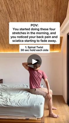 256K views · 1.9K reactions | Start your morning with these 4 stretches and feel your back pain and sciatica fade away! 🥰😍 #backpainrelief #sciaticarelief #morningstretch #physicaltherapy | Physical Therapy Session