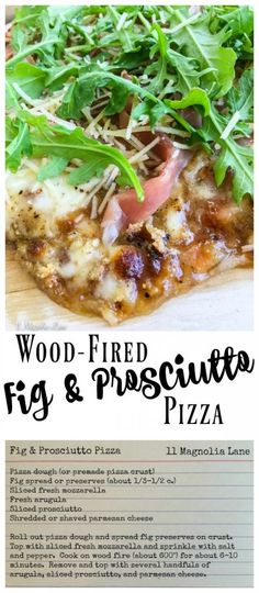 wood fired fig & prosciutto pizza with arugula sprouts