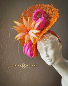 Kentucky Derby Fascinator Structured, chic criss-cross woven material on this asymmetrical showpiece. Fancy bow feature and two-toned feather-burst. AVAILABLE IN VARIOUS COLORS; please inquire and I'll be glad to assist. Easy-to-wear headband fascinator makes a statement, and can be worn to a myriad of events: Easter, Bridal, Derby-Wear, Del Mar Races, Hat Contests, Church, Gala, Kentucky Derby, Melbourne Cup, High Tea, Weddings, Cocktail Parties, Weddings, and More.  Some customization available; please message with your requests to see if we can meet your needs. Other colors available; please inquire before purchase if you need another.  *FREE SHIPPING  For more STATEMENT JEWELRY and HANDMADE HATS go to www.aimeesfuller.com Aimee Fuller has been a trusted online seller since 1999, and is Orange Fitted Headpiece For Kentucky Derby, Handmade Fascinator For Kentucky Derby With Structured Crown, Handmade Kentucky Derby Fascinator With Structured Crown, Handmade Structured Crown Fascinator For Kentucky Derby, Handmade Fascinator On Headband, Handmade Fitted Fascinator For Kentucky Derby, Handmade Fitted Fascinator For Races, Handmade Summer Fascinator Headband, Handmade Fitted Headpiece For Kentucky Derby