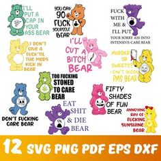 12 svg bears cut files for cricut, silhouette and other cutting machines