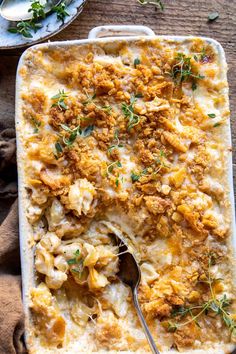 a casserole dish with meat and cheese on it, ready to be eaten