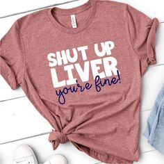 Some days your liver just needs a friendly little reminder! This funny drinking tee always gets a good laugh when you may be overindulging just a bit when drinking your favorite beverages with friends. Drinking Shirt Ideas, Drinking Shirts Women, Funny Alcohol Shirts, Day Drinking Shirts, Day Drinking Shirts Funny, Funny Shirts Women Drinking, Bacon Shirt, Beer Drinking Shirts Funny, Funny Vacation Shirts