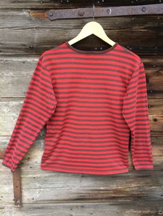 "MARIMEKKO shirt Nautical Red top Striped shirt Marine Sailor top Unisex Marimekko cotton top Everyday Clothes Small size Label size: S Measurements (lyin flat): Bust: 19.6\" / 50 cm Length: 24\" / 61 cm Shoulders: 18.5\" / 47 cm Sleeve: 21.6\" / 55 cm Hips: 20.8\" / 53 cm Please check measurements to insure a proper fit. Remember to allow yourself some extra room for movement. You can compare these with something from your closet that fits you well. This shirt will come to you freshly laundered Striped Crew Neck Cotton Blouse, Striped Cotton Crew Neck Blouse, Sailor Top, Everyday Clothes, Pink One Piece, Extra Room, Size Label, Red Top, Snow Suit