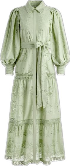 Green Cotton Shirt Dress For Day Out, Elegant Green Shirt Dress For Summer, Green Cotton Shirt Dress For Spring, Green Collared Midi Dress For Summer, Chic Light Green Knee-length Dresses, Elegant Puff Sleeve Shirt Dress For Spring, Chic Mid-length Shirt Dress For Spring, Spring Chic Mid-length Shirt Dress, Green Cotton Midi Length Shirt Dress