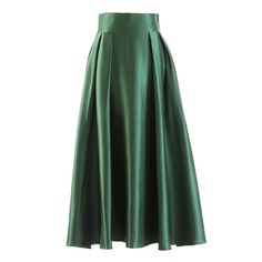 Lasaky - Green Shiny Midi Skirt with Umbrella Hem, Stylish Flared A-Line Design with Pockets Bright Skirt, Shiny Fashion, Fashion Umbrella, Umbrella Skirt, Half Skirt, New Green, Summer Skirts, Green Skirt, Types Of Skirts