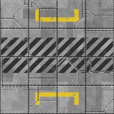 an image of a street with yellow and black stripes on the road, as if it were made out of paper