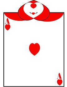 an ace playing card with two hearts on the front and one at the back, in red