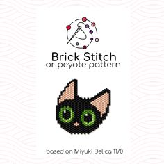 "Brick stitch pattern (or peyote pattern) Detailed and acurate beading pattern to make a beautiful beaded object such as - earrings - pendant - keychain - charm - toy - decoration    You can use Miyuki Delica beads 11/0 size or any other calibrated seed beads. Color number: 5 Approximate size of ready-made item (based on Miyuki Delica seed beads 11/0): 1.80\" x 1.82\" Size may vary depend on beads you use PDF file contains: -Detailed brick stitch or peyote design -Palette and number of bead colo Cat Bead Patterns, Seed Bead Cat, Art Perle, Miyuki Delica Beads, Pendant Keychain, Cat Bead, Brick Stitch Earrings, Design Palette, Brick Stitch Pattern