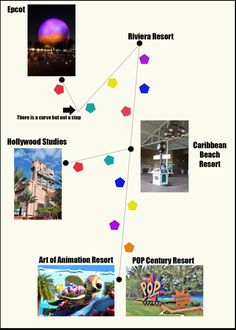 an info sheet showing the locations and attractions at disney world