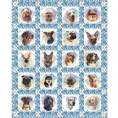 Portraying 20 different dog breeds this gorgeous quilt brings out the uniqueness of the Dog Portrait fabric collection. The Dog Breeds Quilt Kit includes everything you need to make the quilt - the instructions, 20 panels, and a total of 7 yards of fabric for sashing, flange binding, backing, cornerstones and squares. Batting is sold separately. The finished size of this quilt is 48? x 60?. Exclusive to only Sewing Parts Online, not sold in stores or anywhere else online. * Proudly Manufactured Dog Quilt Patterns Free, Dog Quilt Patterns, Monster Quilt Pattern, Different Dog Breeds, Paisley Quilt, Picnic Quilt, Hanging Quilts, Applique Quilt Patterns, Bird Quilt