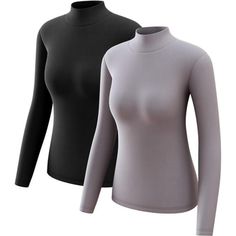 90% Polyester, 10% Spandex Imported Pull On Closure Machine Wash- Suggest Order One Size Up For Comfort Experience Excellent Heat Retention: Long Johns For Women Thermal Shirt Is Made Of 90% Polyester And 10% Spandex Ultra Soft Fabric With Microfiber Fleece Lined For Enhanced Warmth And Insulation. The Outer Layer Is Elastic Layer, The Use Of Spandex Materials, Elastic Freely, The Inner Layer Is A Warm Layer, The Use Of Fleece Lining Added Warmth. Thus Our Thermal Underwear For Women Minimizes H High Stretch Gray Top For Winter, High Stretch Gray Tops For Winter, Compression Turtleneck, Split Sleeve Sweater, Thermal Wear, Cold Wear, Mock Neck Shirt, Base Layer Women, Womens Thermal