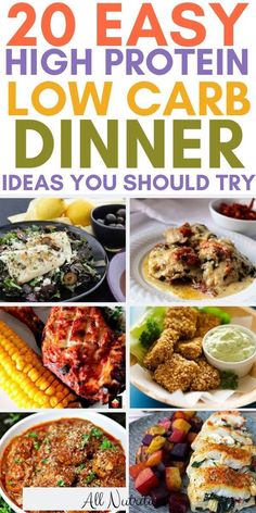 20 High Protein Low Carb Dinner Ideas High Protein Low Carb Dinner, Low Carb Dinner Ideas, High Protein Dinner, High Protein Low Carb Recipes, Best Fat Burning Foods, High Protein Low Carb, Low Carb Dinner