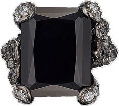 Glamorous Evening Ring Jewelry, Luxury Black Spinel Jewelry For Formal Events, Luxury Black Spinel Jewelry For Formal Occasions, Luxury Black Party Rings, Elegant Party Rings With Black Diamonds, Luxury Black Diamonds Formal Jewelry, Black Rose Cut Diamond Jewelry For Evening, Luxury Black Diamond Jewelry For Formal Occasions, Luxury Black Diamond Evening Rings